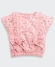 Tiny Girl Cotton Woven Half Sleeves Floral & Schiffli Embroidered Top - Pink