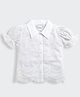 Tiny Girl Cotton Woven Half Puffed Sleeves Floral Embroidered Shirt - White