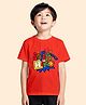 NUSYL Cotton Blend Knit Half Sleeves Super hero Text Printed  Tee - Red