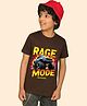NUSYL Cotton Blend Knit Half Sleeves Rage Mode Unleashed Text Printed Tee - Brown