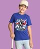 NUSYL Cotton Blend Knit Half Sleeves Stay Wild Text Printed Tee - Royal Blue
