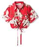 CrayonFlakes Rayon Woven Half Sleeves Floral Printed & Knot Detailed Shirt Style Top - Red