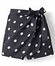 CrayonFlakes Rayon Woven Polka Dots Printed Bow Applique Detailed Skort - Black