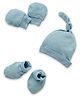 Cocoon Care Bamboo Knit Solid Cap Mittens & Socks Set - Blue