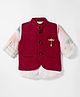 Dapper Dudes Knit Full Sleeves Tie & Dyed Party Shirt with Waistcoat & Guitar Badge - Maroon