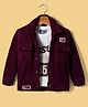 Dapper Dudes Cotton Woven Full Sleeves Jacket With Text Printed Tee - Wine