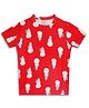 CHILINS Cotton Knit Half Sleeves Snowman Printed Tee - Red