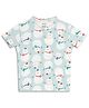 CHILINS Cotton Knit Half Sleeves Snowman Printed Tee - Aqua Blue