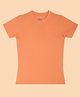 CHILINS Cotton Knit Half Sleeves Solid Tee - Orange