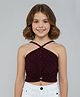 Taffykids Knit Sleeveless Stones Embellished Top - Wine
