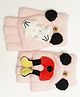 Petite and Posh Woollen Blend Woven Cartoon Applqiue Detailed Winter Gloves - Pink