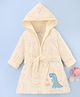 Doreme Terry Knit Full Sleeves Dino Printed & Embroidered Hooded Bath Robe - Yellow