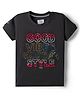 Noddy Half Sleeves Glitter Embellished Typography Printed Tee - Black
