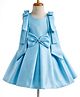 Blabber Sleeveless Stone Embellished Bow Applique Detailed Knee Length Dress - Sky Blue