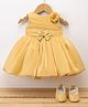 Blabber Sleeveless Floral & Bow Applique Detailed Dress - Gold