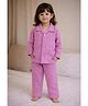TIPPY TOP Pure Cotton Woven Full Sleeves Striped Shirt & Pajama Night Suit - Pink