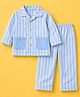 TIPPY TOP Cotton Woven Full Sleeves Striped Shirt & Pajama Nighstuit - Blue
