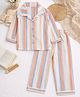 TIPPY TOP Cotton Woven Full Sleeves Striped Coordinating Shirt & Pant Night Suit - Multi Colour
