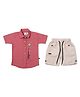 CRUNCHY NACHOS Cotton Woven Half Sleeves Floral Embroidered Shirt & Shorts Set - Pink