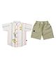 CRUNCHY NACHOS Cotton Half Sleeves Striped & Sun  Embroidered Shirt & Shorts Set - Light Green