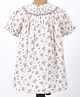 Soleilclo Cotton Woven Half Puffed Sleeves Floral Printed Dress - Ivory
