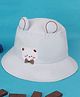 Kidofash Cotton Knit Teddy Embroidered Bucket Hat - Blue - Circumference 36 Cm