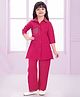 Lagorii Rayon Woven Three Fourth Sleeves Beads & Stone Embellished Top & Trouser Set - Pink