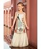Lagorii Silk Woven Sleeveless Peacock Embroidered Kurti & Sharara Set - Cream