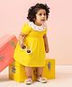The Little Trunk Cotton Woven Half Sleeves Smocked Floral Embroidered Dress - Yellow