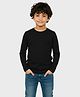 Charm n Cherish Cotton Knit Full Sleeves Solid Tee - Black