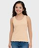 Charm n Cherish Cotton Knit Sleeveless Solid Tank Top - Beige