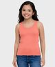 Charm n Cherish Cotton Knit Sleeveless Non Padded Solid Tank Top - Coral