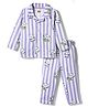 Babyhug Cotton Knit Full Sleeves Shirt & Pyjama Co-ord Night Suit With Panda Print - Lavender