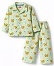 Babyhug Cotton Knit Full Sleeves Shirt & Pyjama Co-ord Night Suit With Tiger Print - Lime Green