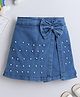 Bright Stars KIDSWEAR Denim Woven Bow Applique Detailed & Pearl Embellished Skort - Blue