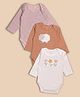 PREKIES Cotton Knit Pack Of 3 Full Sleeves Sheep & Floral Printed Onesies - Multi Colour