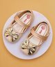 Mine Sole Bow Applique Detailed Velcro Closure Mary Jane Ballerinas - Gold