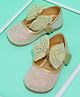 Mine Sole Bow Applique Glitter Detailed Velcro Closure Mary Jane Ballerinas - Gold  
