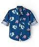 Rikidoos Cotton Woven Full Sleeves Shirt With Shark Print - Navy Blue