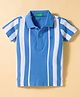 UCB Cotton Knit Half Sleeves Striped Polo T-Shirt - Blue