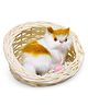 FunBlast Realistic Sitting Cat Plush Toy with Basket - Pack of 1 (Random Color)