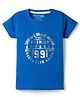 Noddy Half Sleeves Typography Foil Printed Tee - Royal Blue