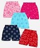 KUCHIPOO Cotton Blend Knit Pack Of 5 Hearts Bow & Floral  Printed Shorts - Multi Colour