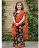 Cutiekins Woven Half Sleeves Floral Printed Kurti & Sharara With Dupatta Set - Black & Orange