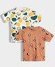 Orange Sugar 100% Cotton Knit Pack Of 2 Half Sleeves Lemon & Penguin Printed Tees - White & Peach