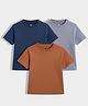 Orange Sugar 100% Cotton Knit Pack Of 3 Half Sleeves Solid Tees - Multi Colour