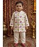 Pspeaches Cotton Woven Full Sleeves Camel Printed Kurta Pyjama Set - Cream