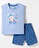 Simply Sinker Knit Sleeveless T-Shirt & Shorts Set with Animal Print - Blue