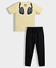 Orange Sugar 100% Cotton Knit Half Sleeves Headphones Printed Tee & Pajama Night Suit - Yellow & Black