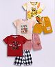 Little Ninja Cotton Knit Pack Of 3 Half Sleeves Frog & Typography Printed Tees & Shorts Set - Multi Colour